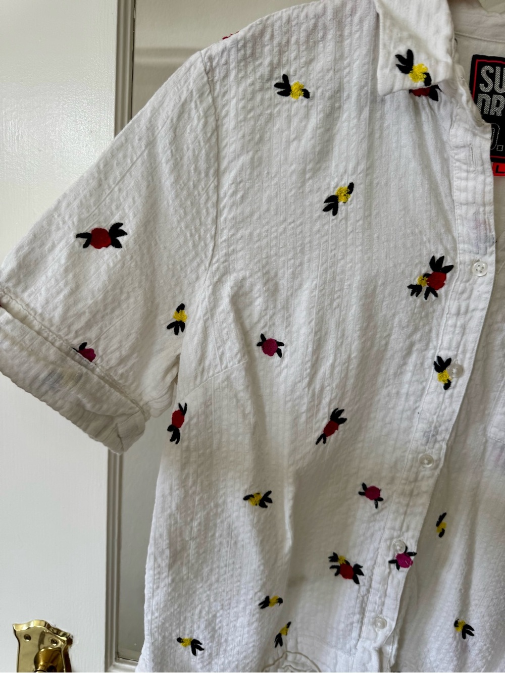 Superdry Floral Embroidery Button-Down Short-Sleeve Shirt - Picture 3 of 4